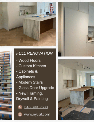 Full Kitchen and Living room and stairs interior - Brooklyn, NYC